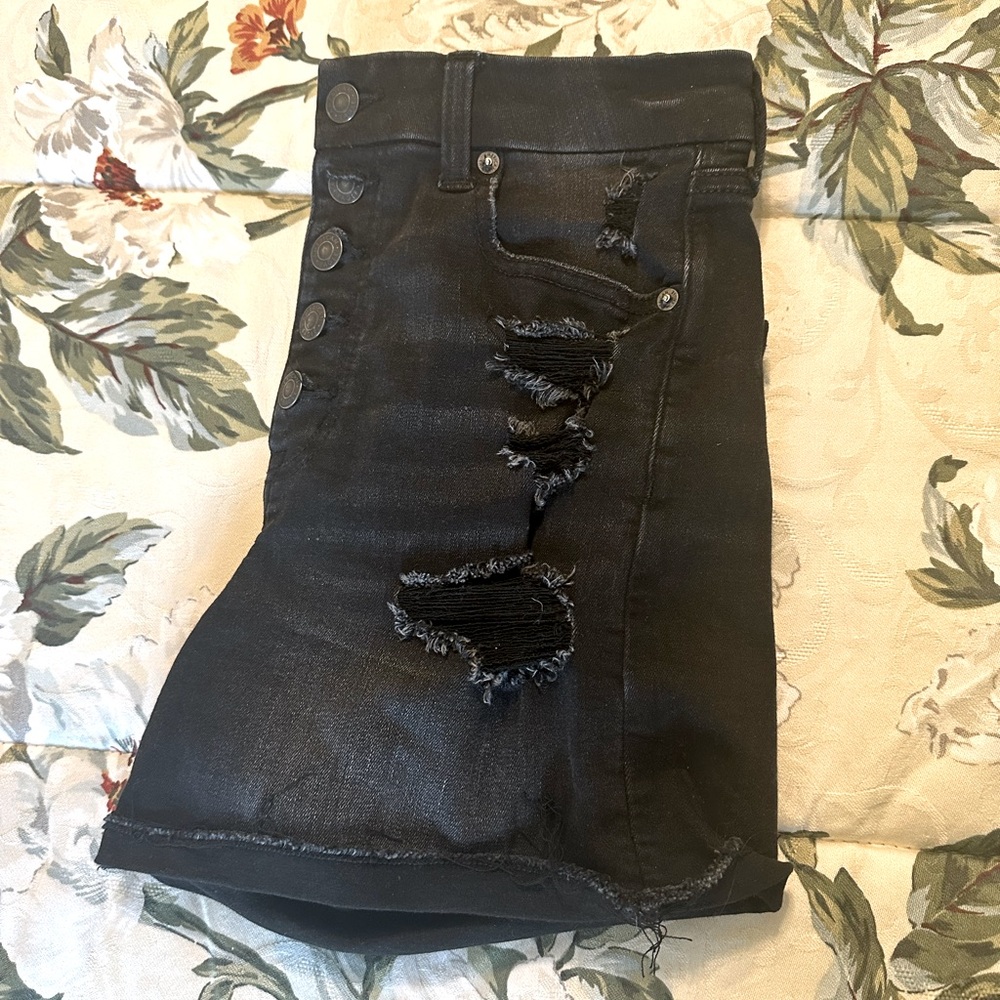 American Eagle Black Denim Shorts, Size 6